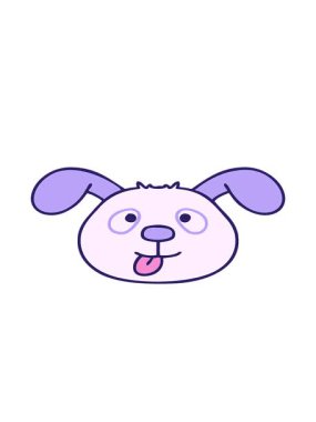 Garip bir karikatür köpek yüzünün hareketli animasyonu