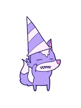 Parti şapkalı kurt çizgi filminin hareketli animasyonu