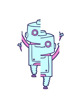 Bir çizgi film androidinin bölünen hareketi