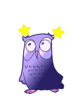 dönen yıldızlar çizgi film baykuş tasarımının animasyonu