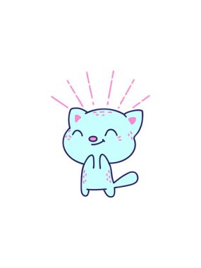 Yıldız patlaması efekti dövmeli mutlu kedi çiziminin canlandırması