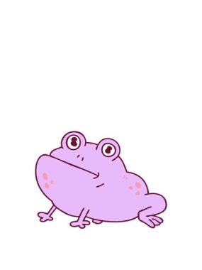 Parlak renkli, tuhaf çizgi film karakteri kurbağanın el animasyonunu genişletiyor.