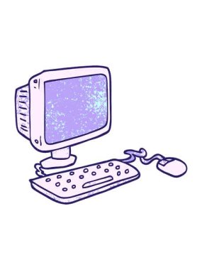 Karikatür karalama ofis bilgisayarının hareketli animasyonu