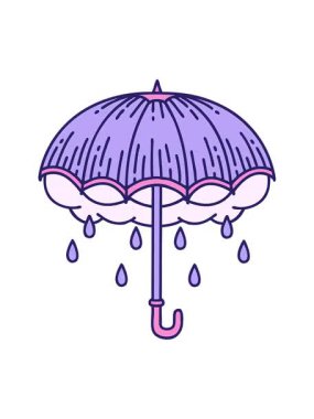 Bir şemsiye ve fırtına bulutunun ikonik dövme görüntüsünün basınçlı canlandırması