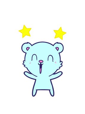 dönen yıldızlar oyuncak ayı çizgi film karakterinin animasyonu