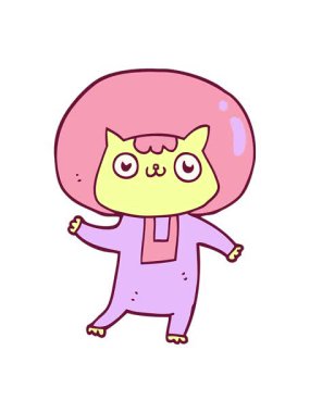 Parlak renkli çizgi film kedisinin hareketli animasyonu