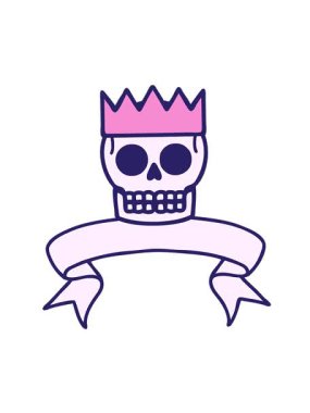 Kafatası ve taç pankartıyla geleneksel dövmenin hareketli animasyonu