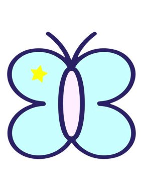 Parıldayan yıldızlar basit, cesur resimli kelebeğin animasyonunu etkiler.