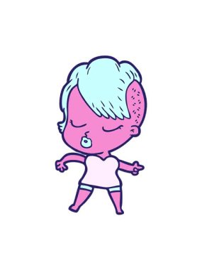 Çizgi filmdeki hippi kızın hareketli animasyonu