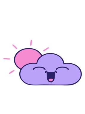 Fırtına bulutu ve güneşin tatlı çizgi filminin hareketli animasyonu