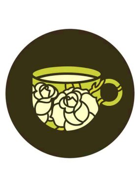 Bir fincan ve çiçek tasarımının renk animasyonu değişiyor