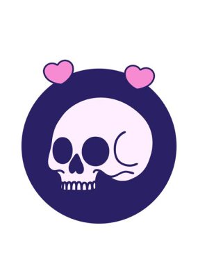 dönen kalp animasyonu eski ikonik dövme tarzı kafatası görüntüsü