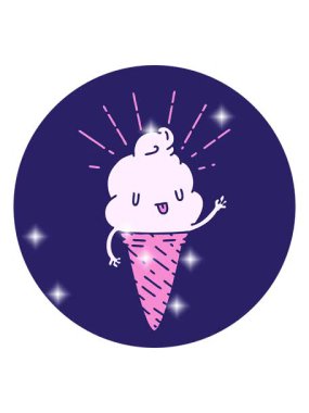 Dövme stili bir dondurma karakterinin el sallamasının simge etkisi