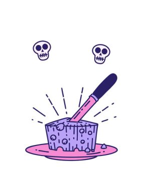 Geleneksel peynir dövme tabağının kafatası animasyonu