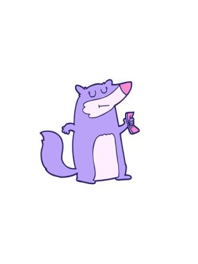 Nakit para tutan porsuk çizgi filminin yatay titreşimli animasyonu