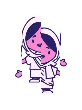 Geleneksel giyinmiş, kolları açık Hintli kadın animasyonu.