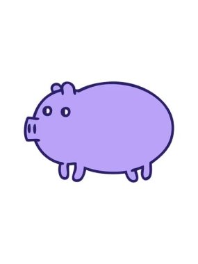 Şişko bir domuzun şirin çizgi filminin animasyonunu görüntüle