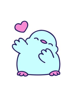 Sevgi dolu küçük bir kuşun hareketli karikatürü.