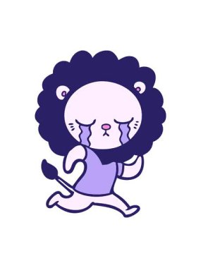 Ağlayan çizgi film aslanının hareketli animasyonu