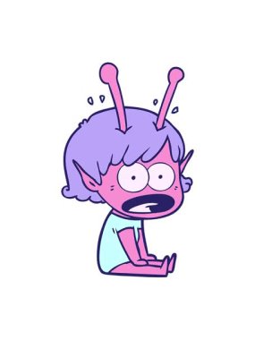 Çizgi filmin hareketli animasyonu şok edici uzaylı kız çizimi