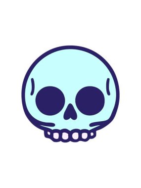 Dövmenin geleneksel kafatası karalaması şeklinde parlayan radyoaktif animasyonu