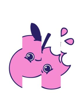 Tatlı bir elma çizgi filminin bölünmüş hareket animasyonu