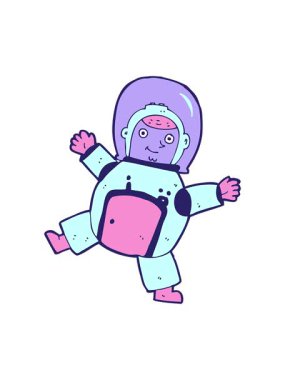 Astronot çizgi filminin animasyonunu salla ve durdur