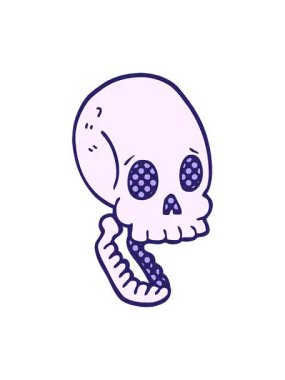 Çizgi film karikatür kafatasının efekt canlandırması