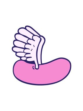 Elle çizilmiş çizgi film tarzı uçan sosisin dönen hareketi.