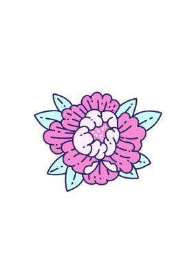 Yanıp sönen radyal çizgiler geleneksel çiçek stilinde dövme animasyonu