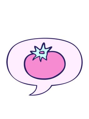 Konuşma baloncuğu ile domatesin hareketli animasyonu