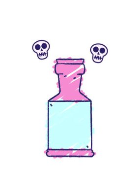 şişe tebeşiri çiziminin kafatası animasyonu