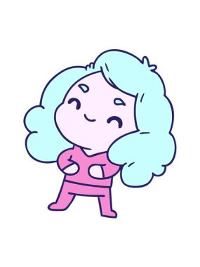 Kawaii kızının çizgi film çiziminin titreşimli animasyonu