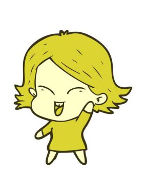 Mutlu çizgi film kızı çiziminin renk değişimi