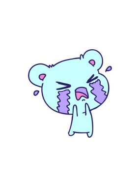 Yıldız patlaması etkisi, ağlayan şirin bir ayının serbest çiziminin animasyonu.