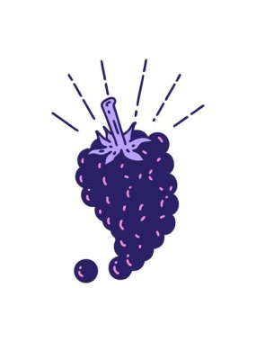 bobbing motion animation of illustration of a traditional tattoo style bunch of grapes