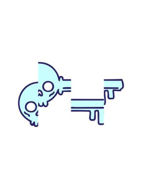 Ürkütücü bir iskelet anahtarın karikatürünün bölünmüş hareket animasyonu