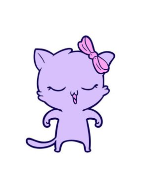 Kafasında fiyonk olan çizgi film kedisinin neon ışık efekti