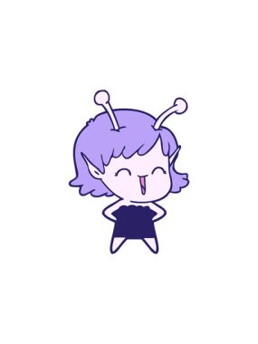 Yıldız patlaması efekti uzaylı kızın gülüşünün çizgi filmi.