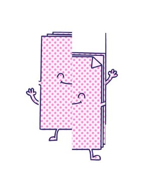 Çizgi roman stili komik çizgi film mutlu kağıt yığınının bölünmüş hareket animasyonu