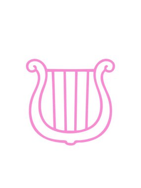 Yanıp sönen radyal çizgiler geleneksel bir arp simgesinin çizgi filmini çiziyor.