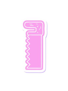 Bir metal testeresinin çizgi film çıkartmasının neon ışık efekti animasyonu