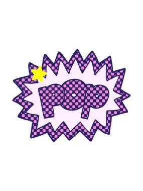 Parlayan yıldızlar çizgi roman tarzı pop sembolünün animasyonunu etkiler.