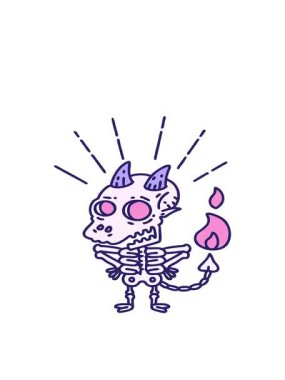 geleneksel dövme stili iskelet iblis karakterinin hareketli animasyonu