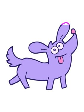 Elle çizilmiş çizgi filmin animasyonunu aç. Mutlu köpek.