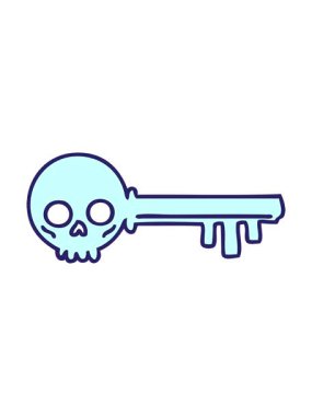 Ürkütücü bir iskelet anahtarın karikatürünün hareketli animasyonu