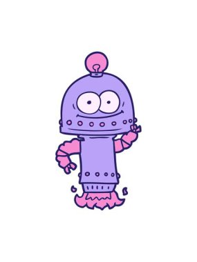 Ampul karikatürlü mutlu robotun ışık efekti