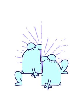 Geleneksel dövme stili mutlu kurbağa çizgi filminin bölünmüş hareket animasyonu