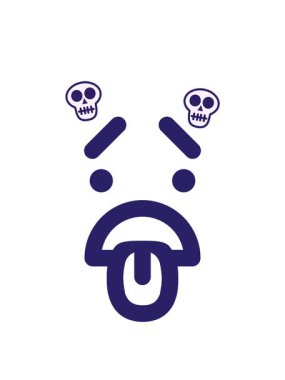 Mutsuz, tiksindirici yüz simgesinin dönen kafatası animasyonu