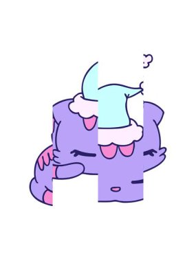 Kawaii kedisinin karikatür karikatürlerinin bölünmüş hareketi.